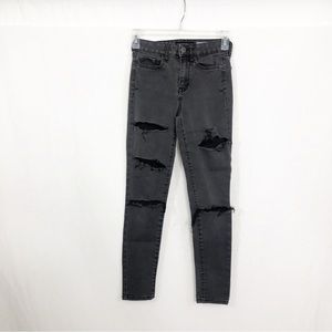Aeropostale High Waisted Ankle Jeggings Distressed Jeans, Size 000, Gray